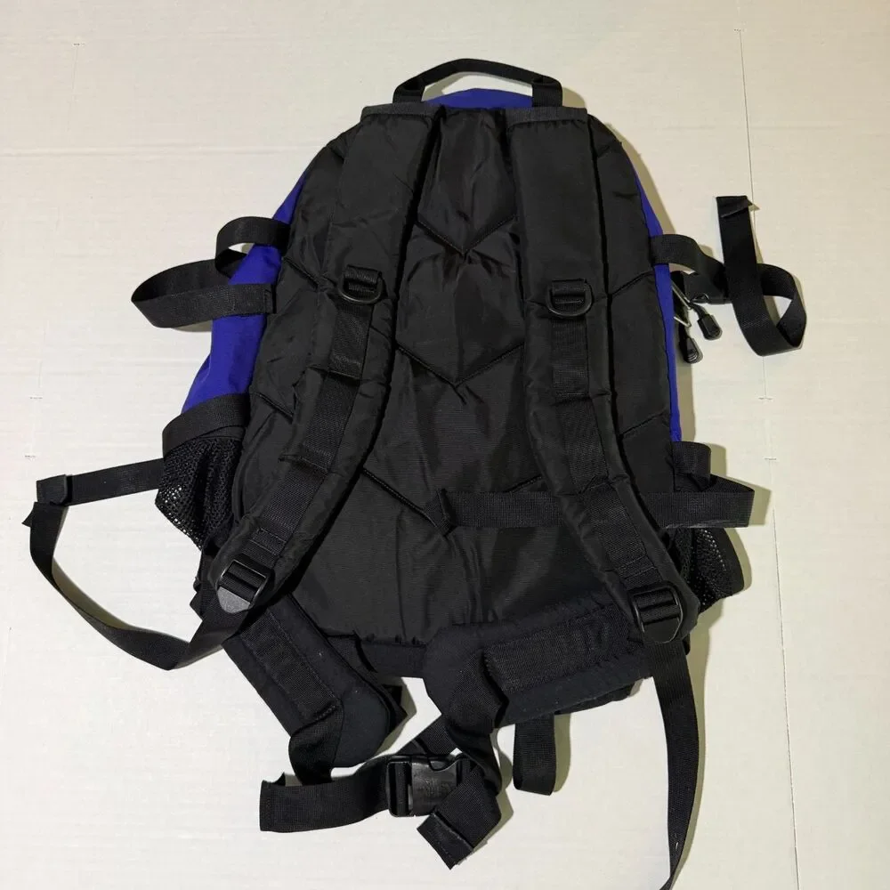 Vintage 90s The North Face Hiking Backpack, Black Royal Blue Outdoor Daypack